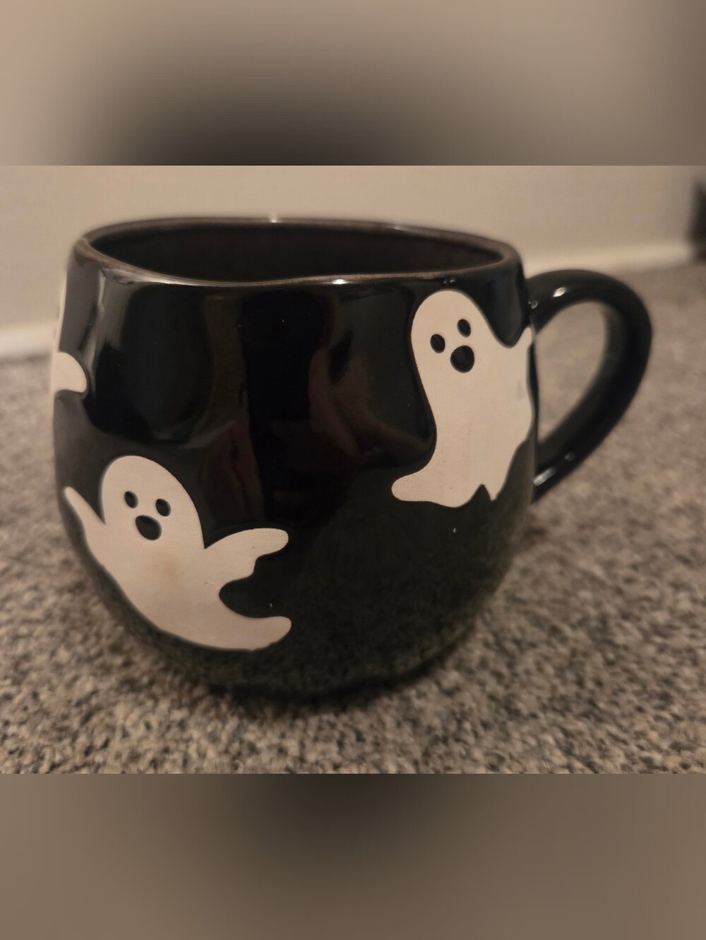 Black Ceramic Mug with White Ghosts Spooky Halloween
